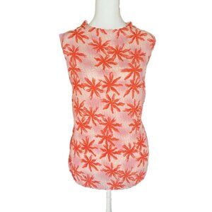 Christine Gerard sleeveless pullover blouse Women's Large floral orange/pink